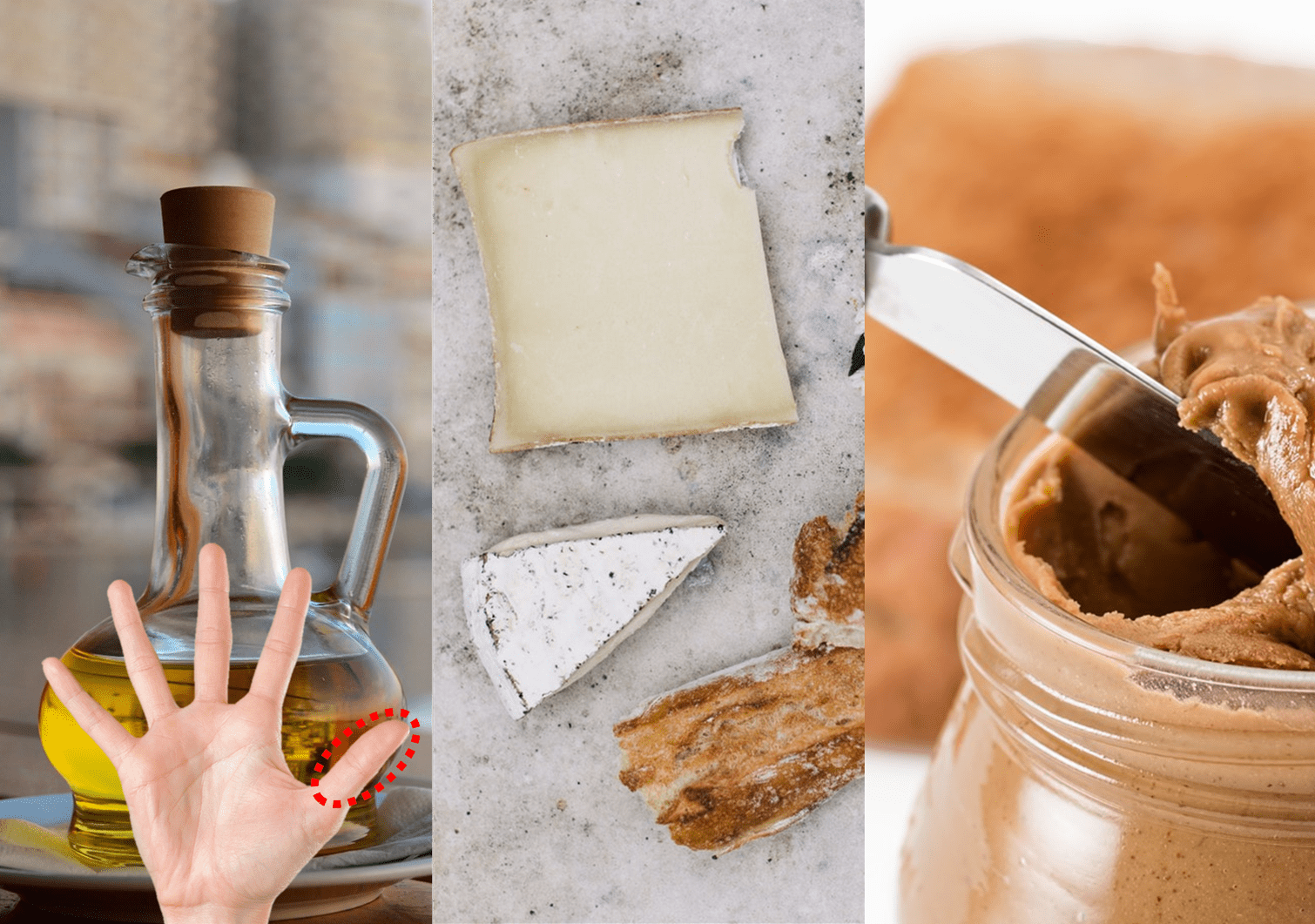 Use your thumb to measure out how much dairy, fat and snacks should be part of your plate.